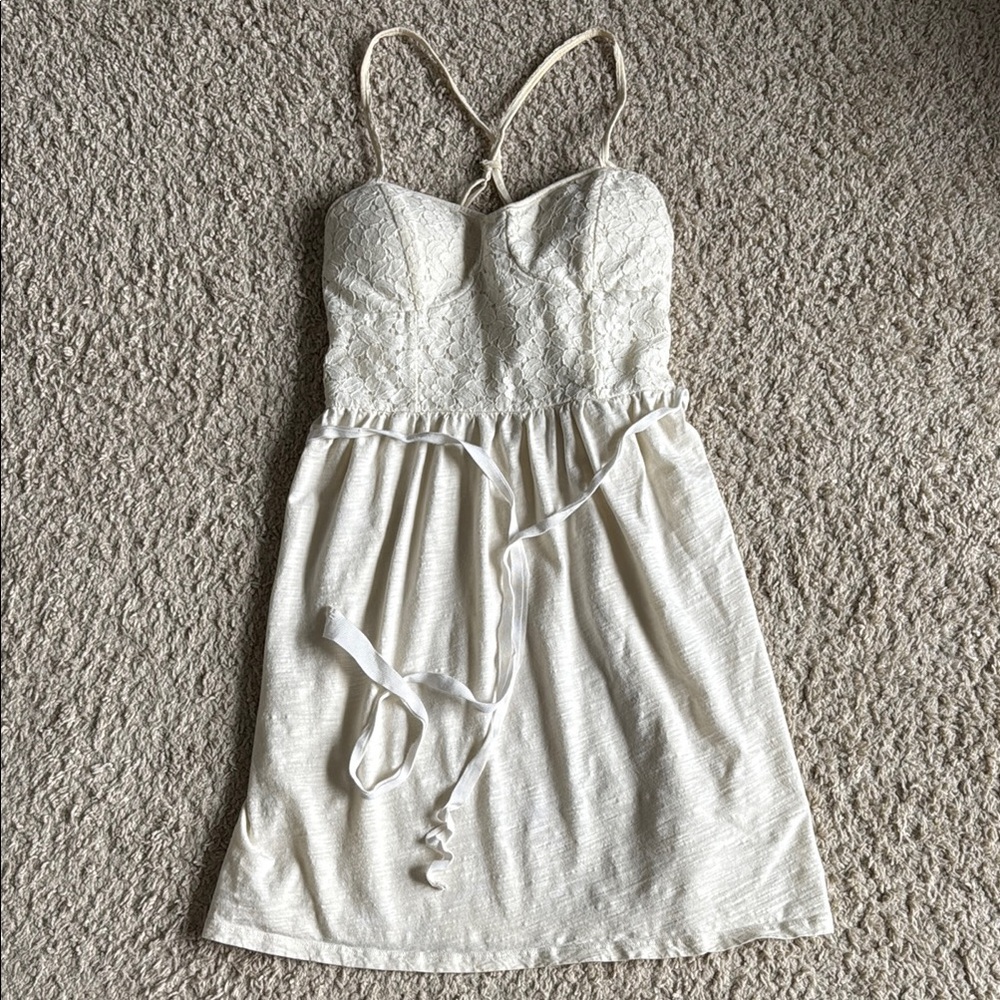 White Lace Spaghetti Strap Dress